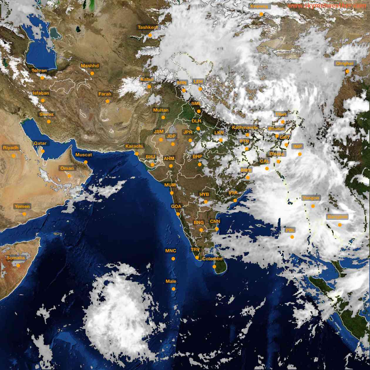 Latest INSAT Weather Satellite Image of India - Infrared Map - 15:00 IST on 12 July 2026