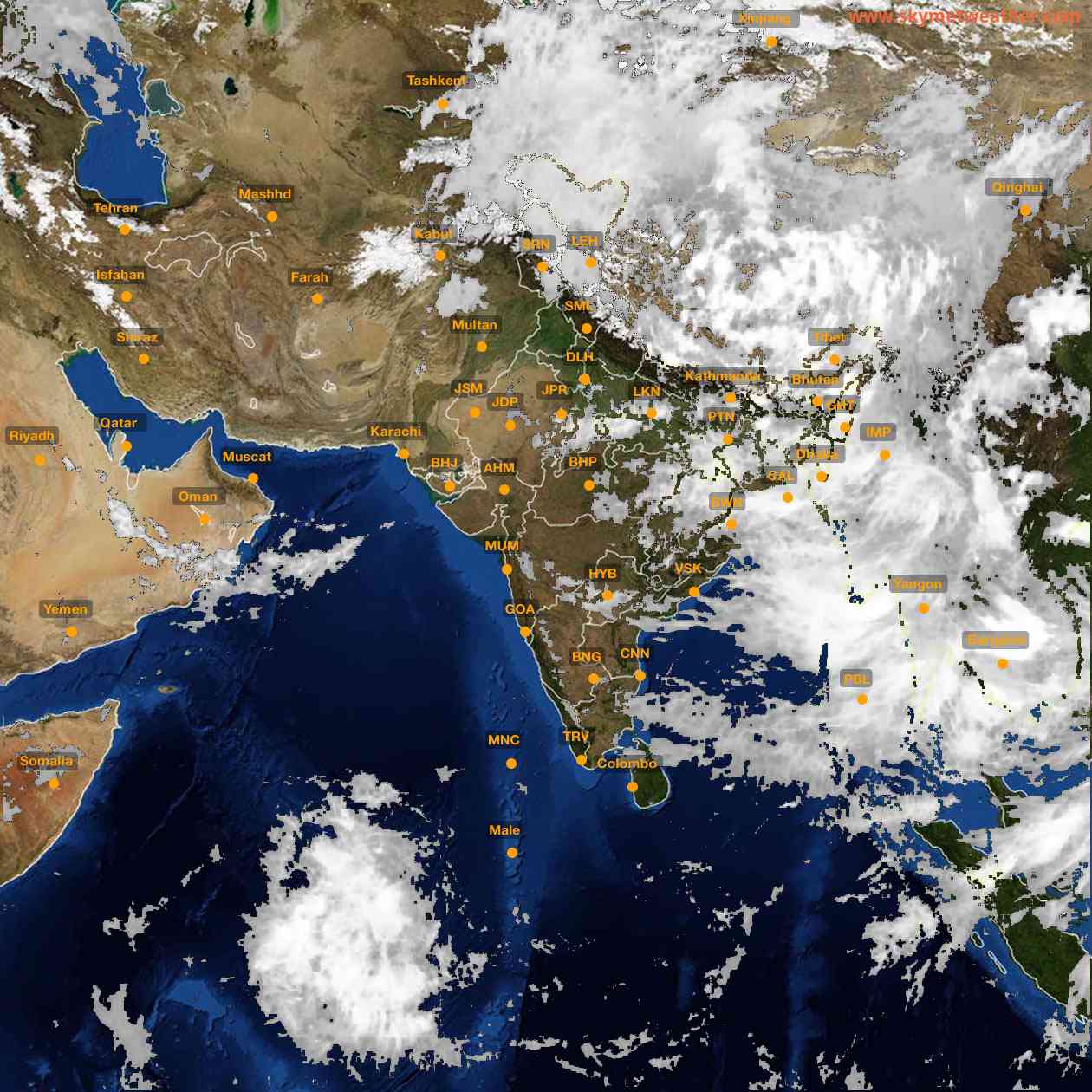 Latest INSAT Weather Satellite Image of India - Infrared Map - 16:00 IST on 12 July 2026