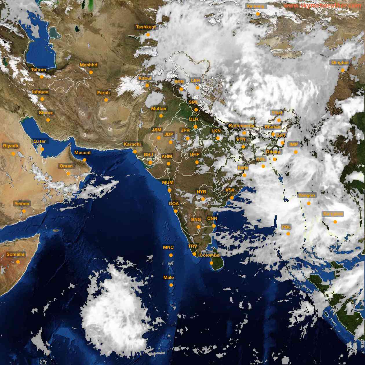 Latest INSAT Weather Satellite Image of India - Infrared Map - 17:00 IST on 12 July 2026