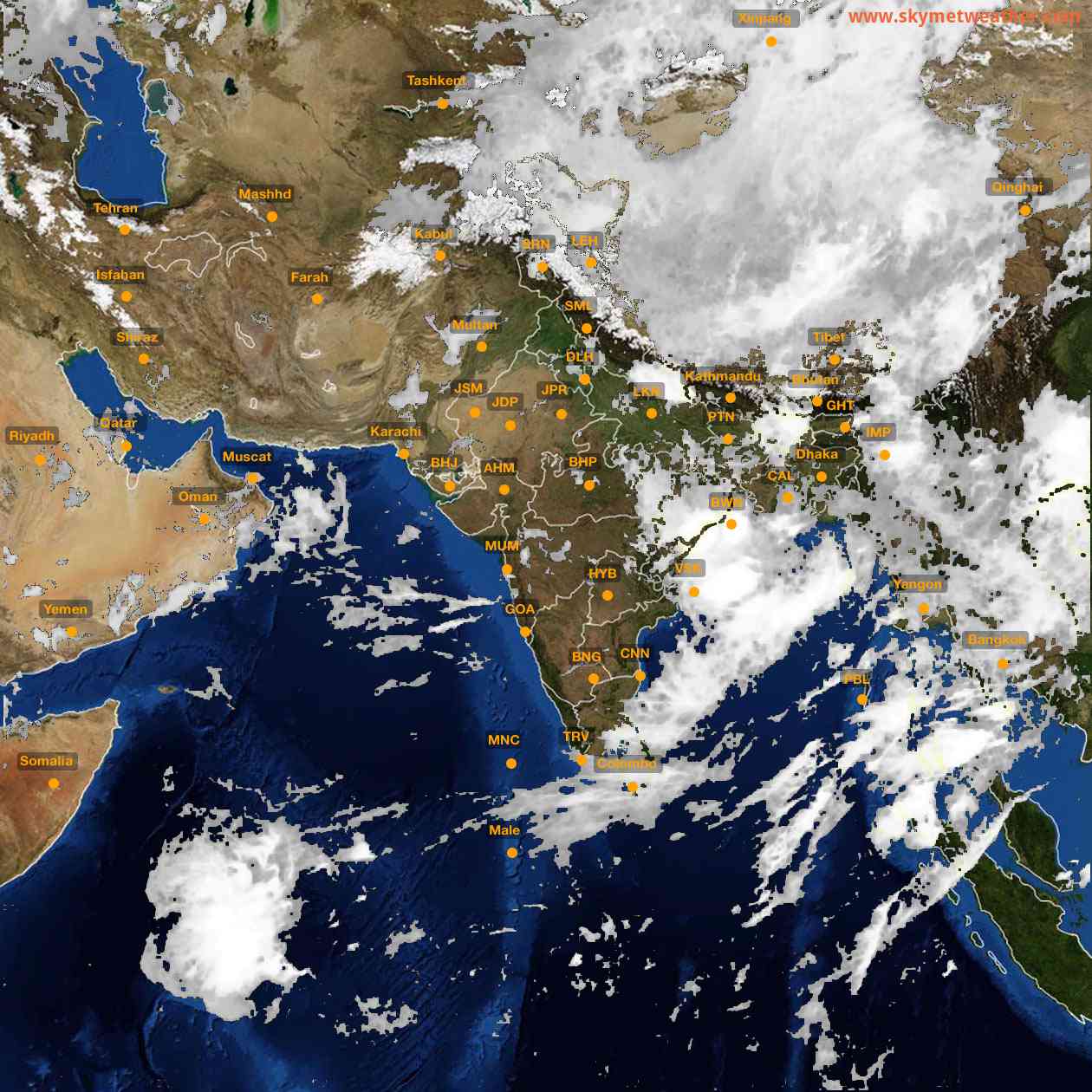 Latest INSAT Weather Satellite Image of India - Infrared Map - 06:00 IST on 15 July 2026