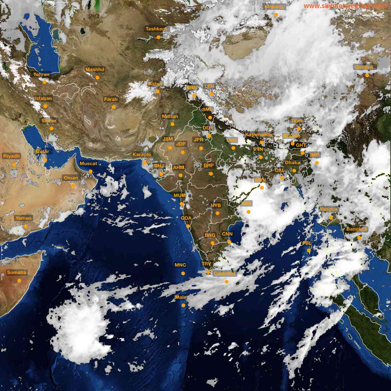 Latest INSAT Weather Satellite Image of India - Infrared Map - 08:00 IST on 15 July 2026