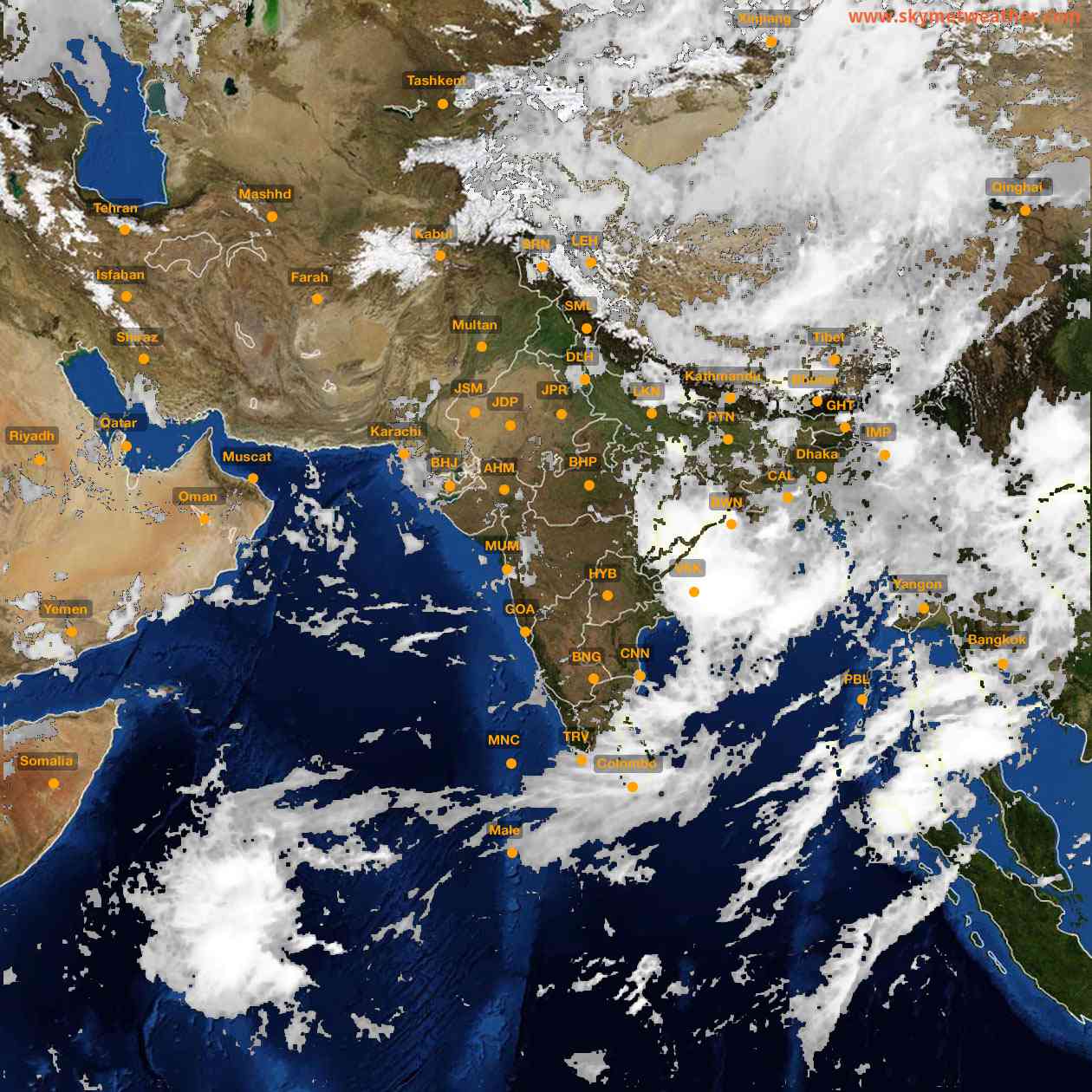 Latest INSAT Weather Satellite Image of India - Infrared Map - 09:00 IST on 15 July 2026