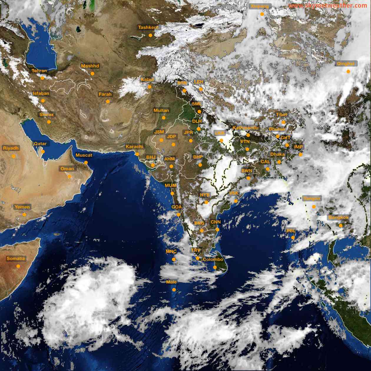 Latest INSAT Weather Satellite Image of India - Infrared Map - 14:00 IST on 16 July 2026