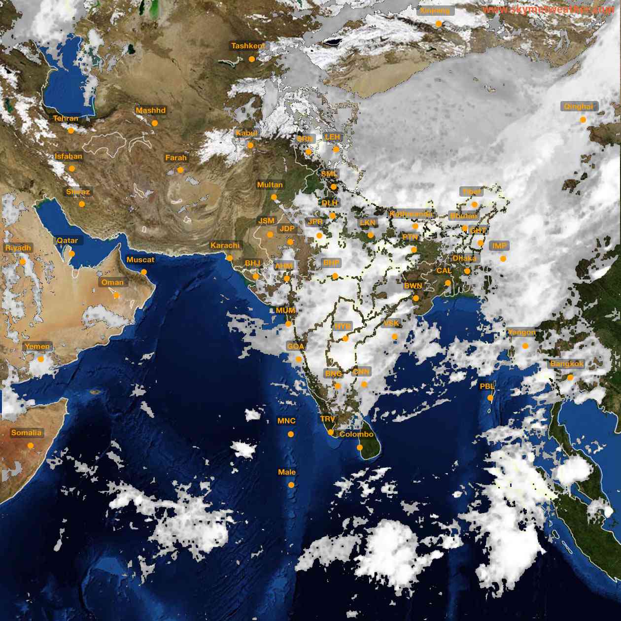 Latest INSAT Weather Satellite Image of India - Infrared Map - 02:00 IST on 18 July 2026
