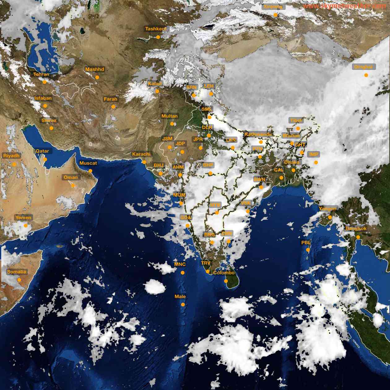 Latest INSAT Weather Satellite Image of India - Infrared Map - 07:00 IST on 18 July 2026