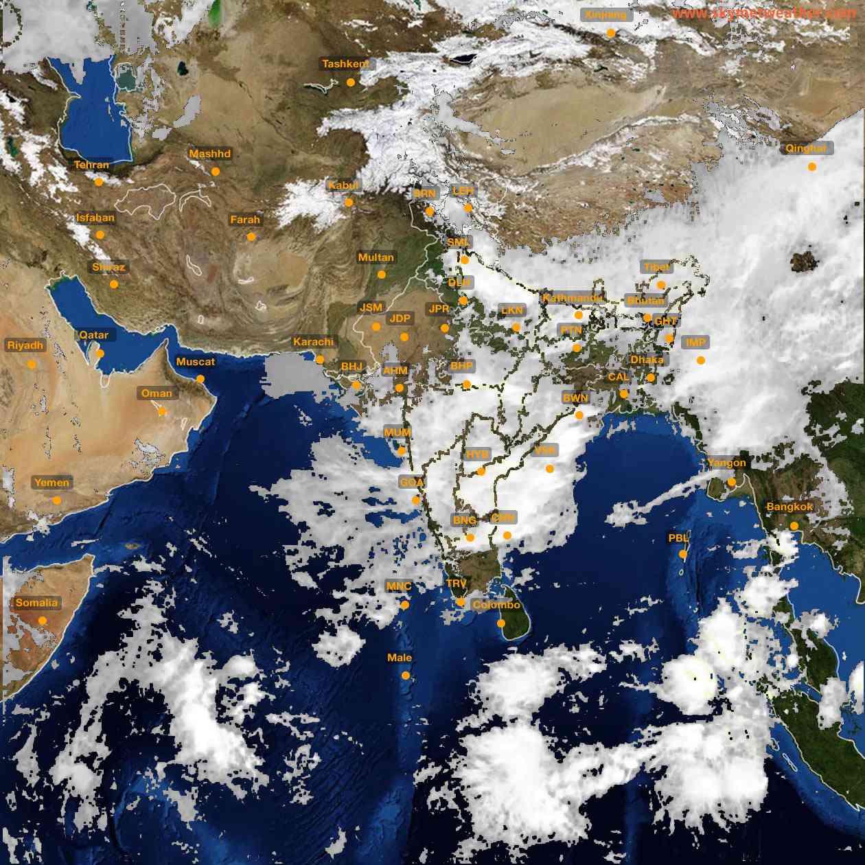 Latest INSAT Weather Satellite Image of India - Infrared Map - 11:00 IST on 18 July 2026