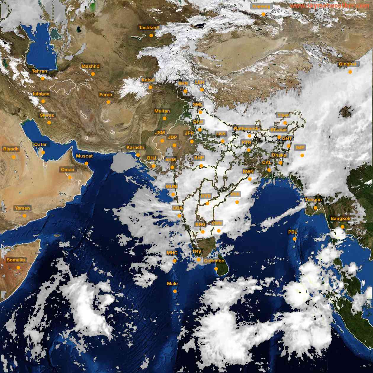 Latest INSAT Weather Satellite Image of India - Infrared Map - 12:00 IST on 18 July 2026
