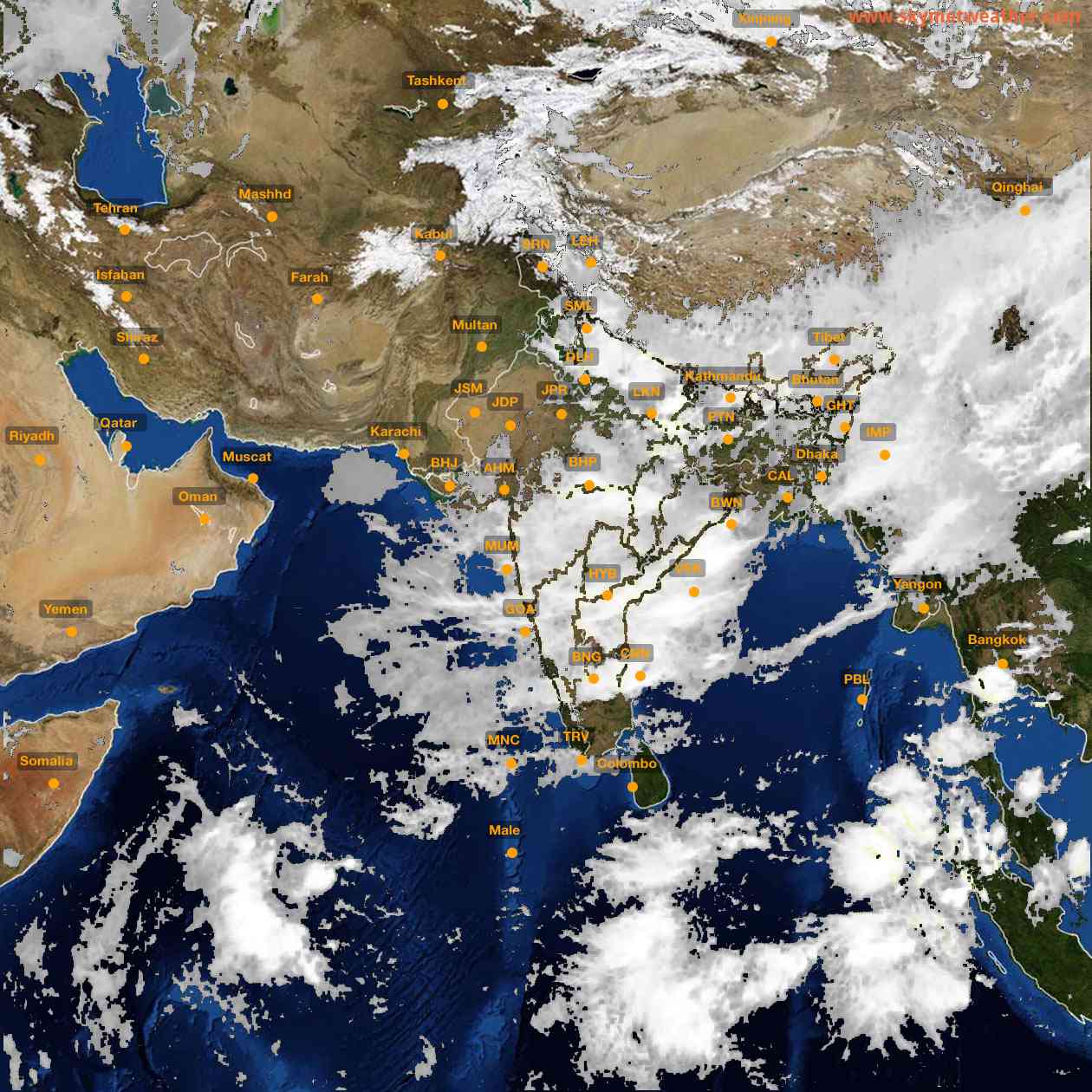 Latest INSAT Weather Satellite Image of India - Infrared Map - 13:00 IST on 18 July 2026