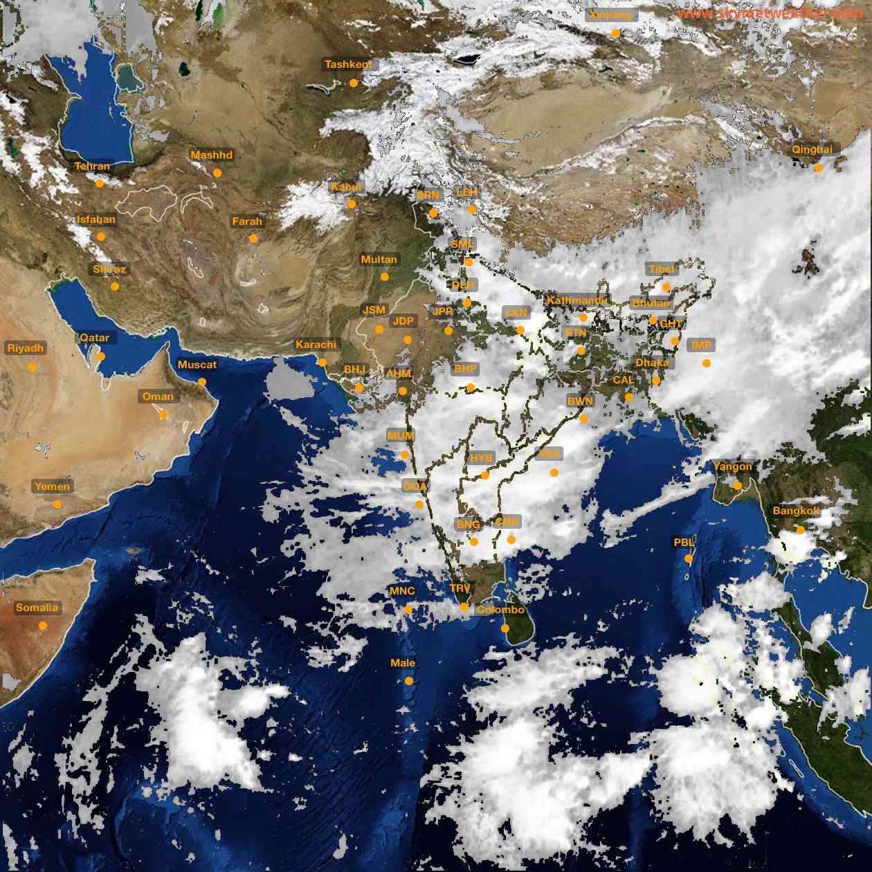 Latest INSAT Weather Satellite Image of India - Infrared Map - 14:00 IST on 18 July 2026