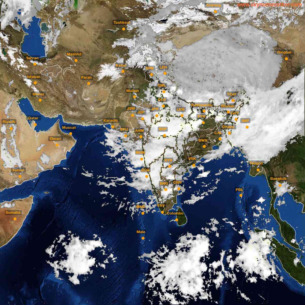 Latest INSAT Weather Satellite Image of India - Infrared Map - 01:00 IST on 19 July 2026