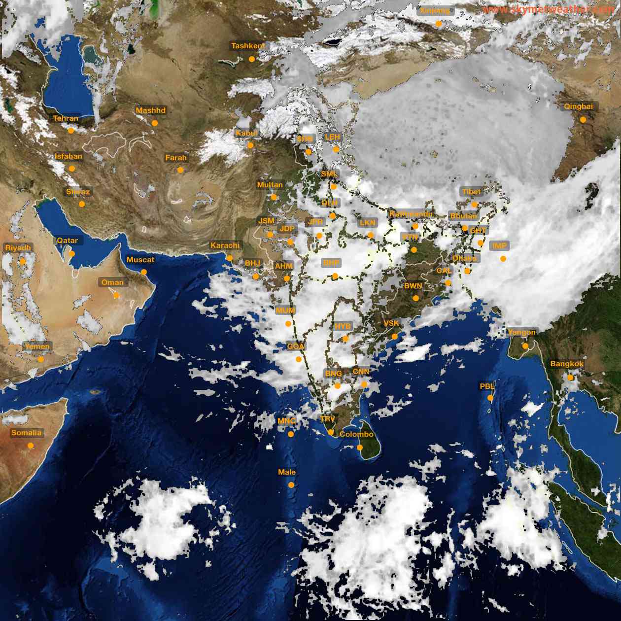 Latest INSAT Weather Satellite Image of India - Infrared Map - 02:00 IST on 19 July 2026