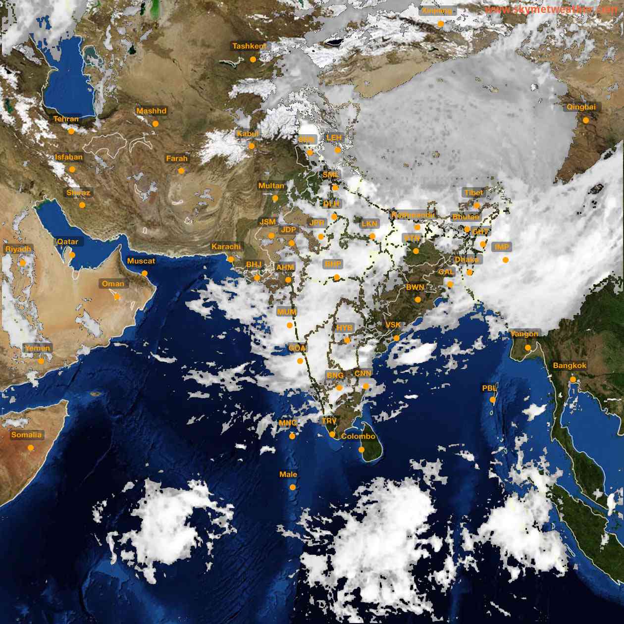 Latest INSAT Weather Satellite Image of India - Infrared Map - 03:00 IST on 19 July 2026