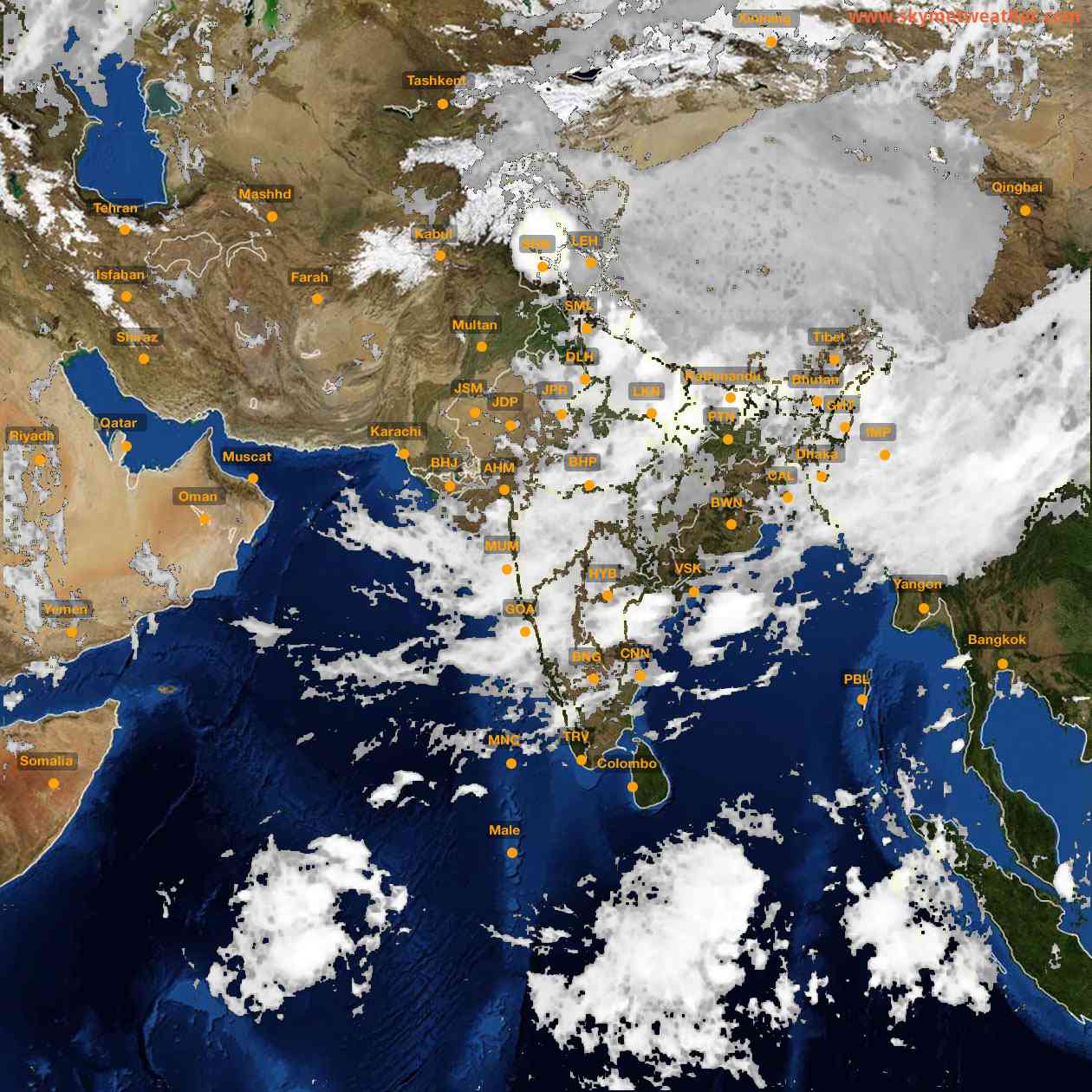 Latest INSAT Weather Satellite Image of India - Infrared Map - 05:00 IST on 19 July 2026
