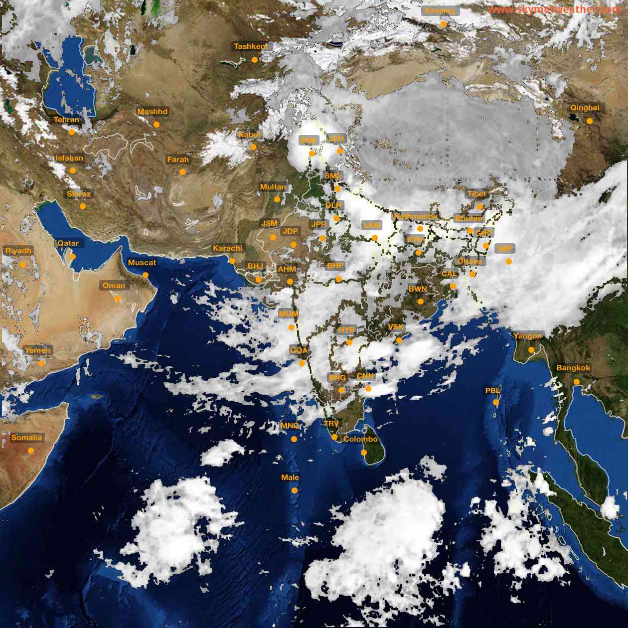 Latest INSAT Weather Satellite Image of India - Infrared Map - 07:00 IST on 19 July 2026