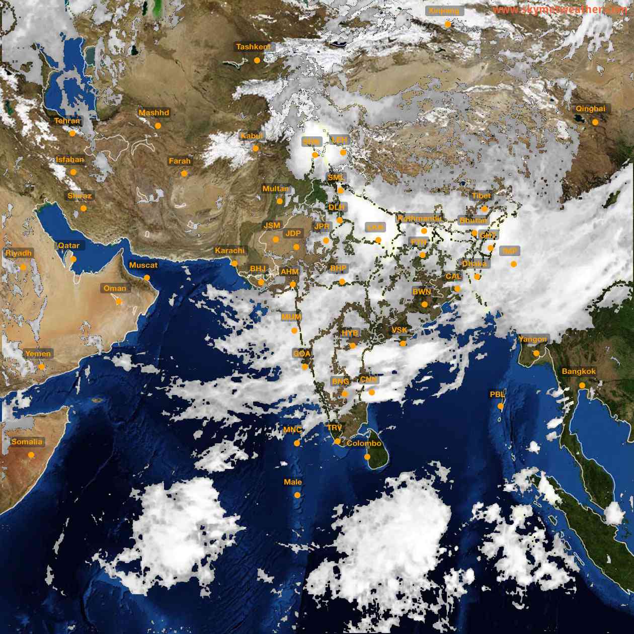 Latest INSAT Weather Satellite Image of India - Infrared Map - 08:00 IST on 19 July 2026