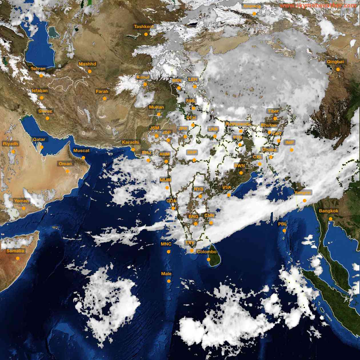 Latest INSAT Weather Satellite Image of India - Infrared Map - 01:00 IST on 20 July 2026