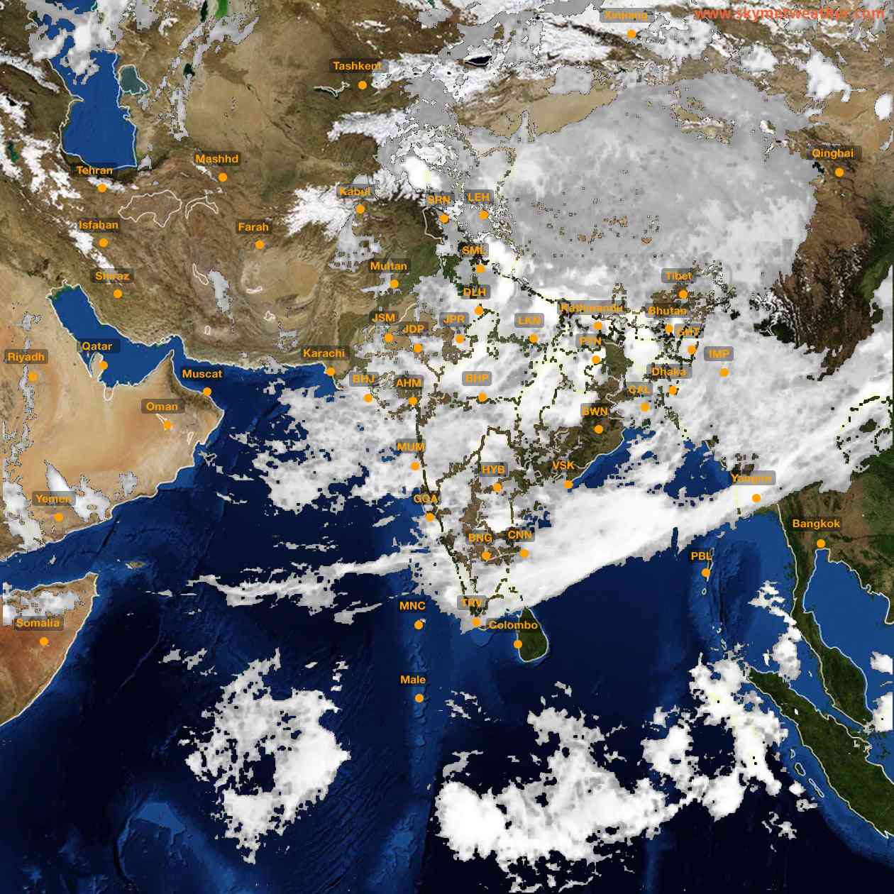 Latest INSAT Weather Satellite Image of India - Infrared Map - 02:00 IST on 20 July 2026