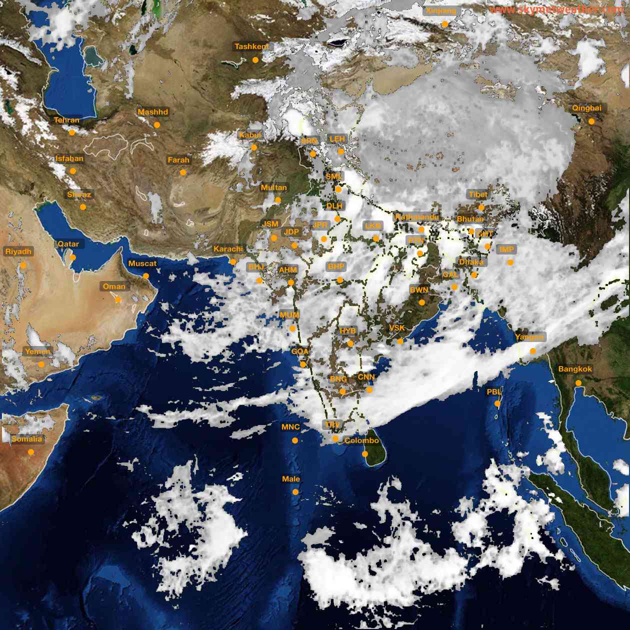 Latest INSAT Weather Satellite Image of India - Infrared Map - 03:00 IST on 20 July 2026