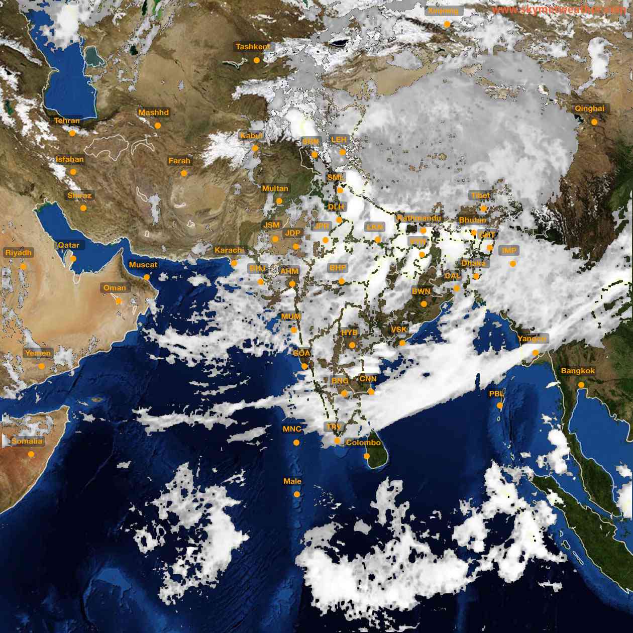 Latest INSAT Weather Satellite Image of India - Infrared Map - 04:00 IST on 20 July 2026