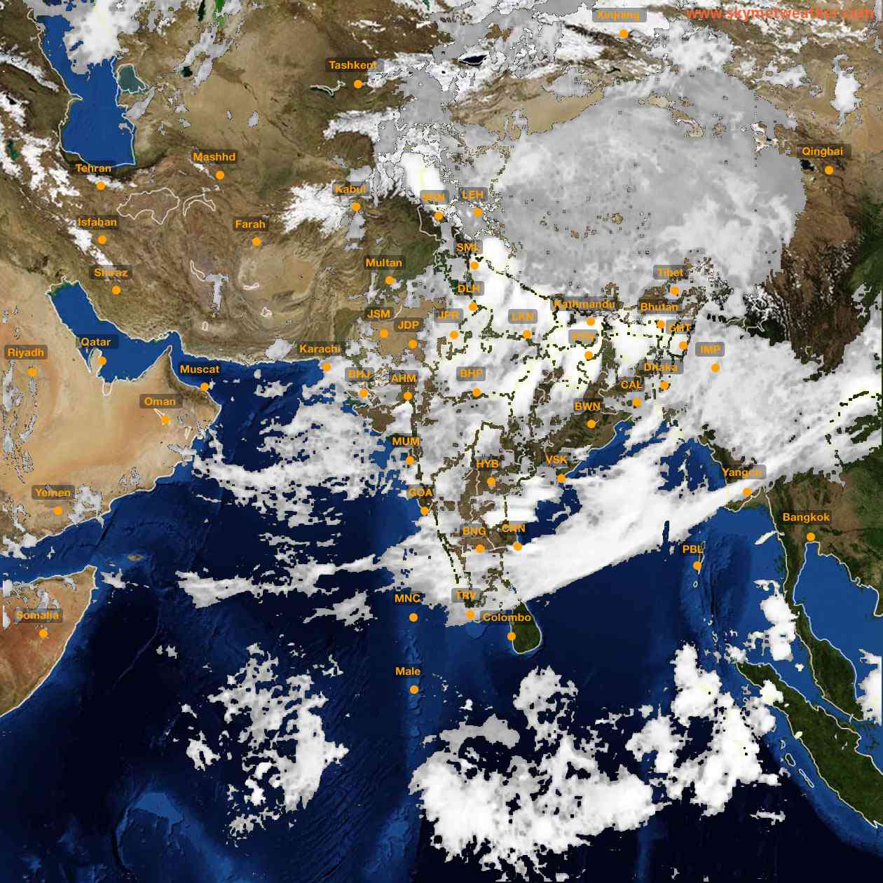 Latest INSAT Weather Satellite Image of India - Infrared Map - 05:00 IST on 20 July 2026