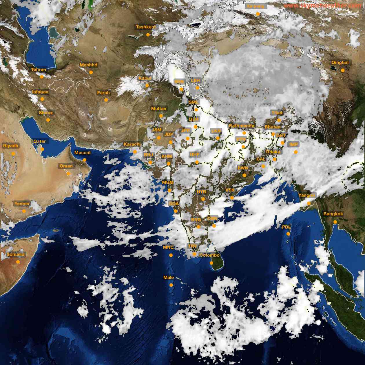 Latest INSAT Weather Satellite Image of India - Infrared Map - 06:00 IST on 20 July 2026