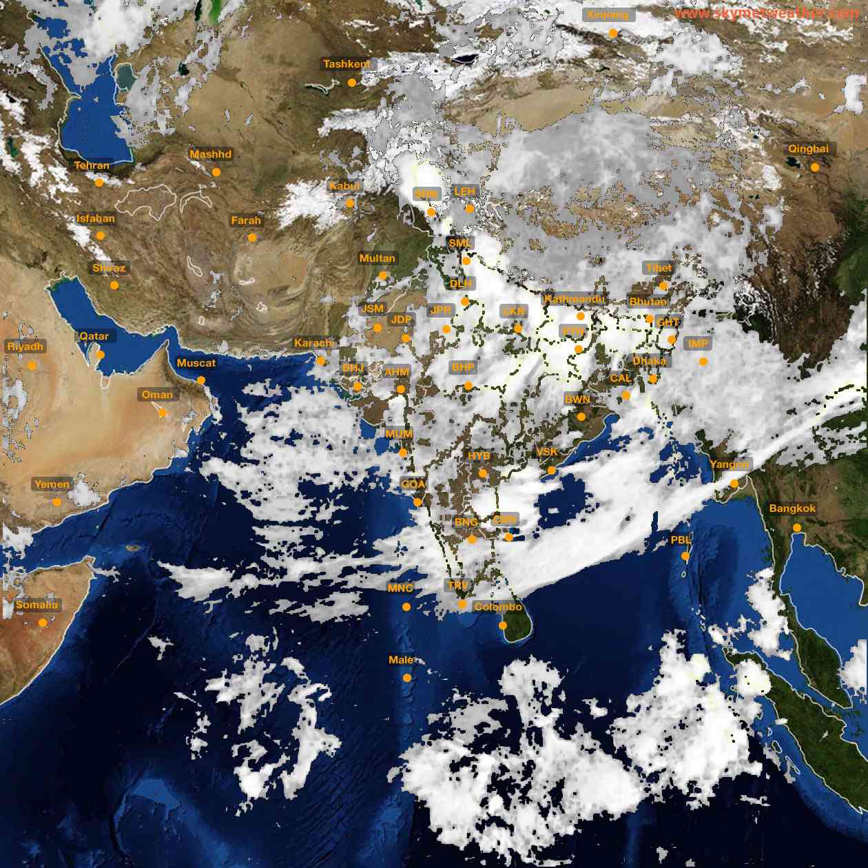 Latest INSAT Weather Satellite Image of India - Infrared Map - 07:00 IST on 20 July 2026