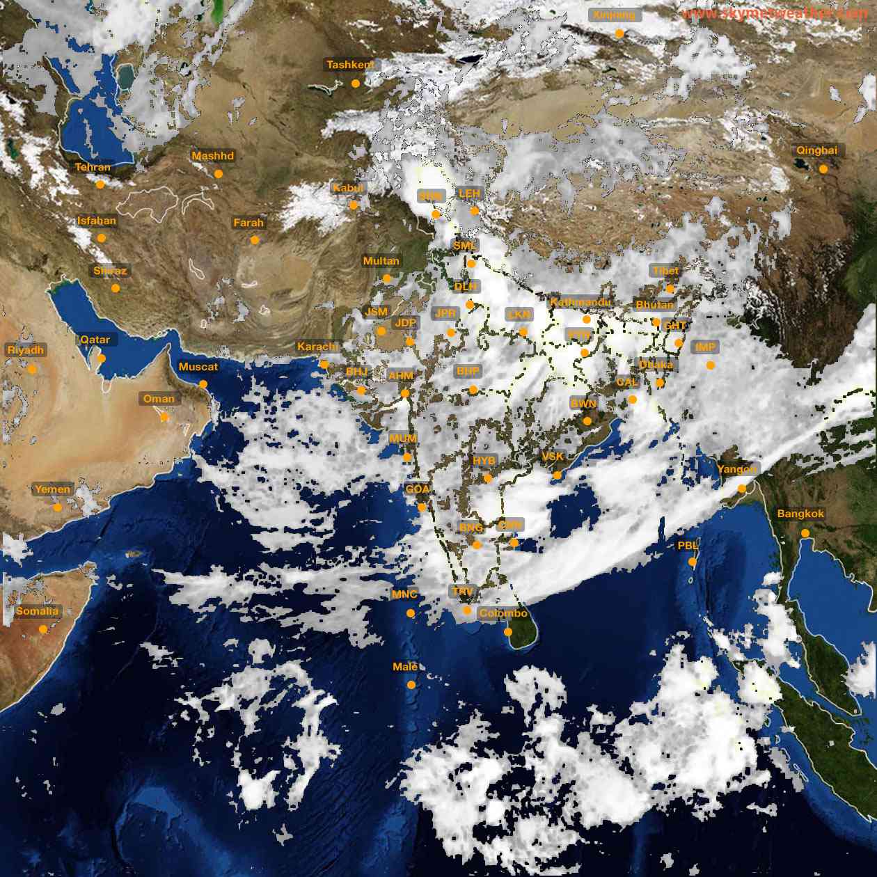 Latest INSAT Weather Satellite Image of India - Infrared Map - 08:00 IST on 20 July 2026