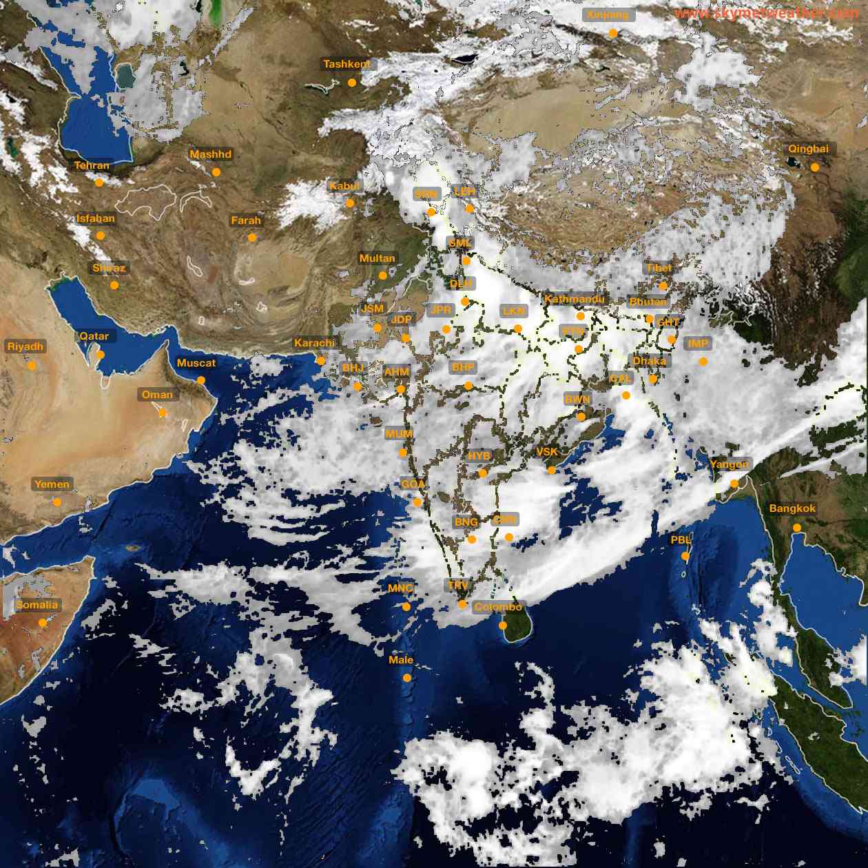 Latest INSAT Weather Satellite Image of India - Infrared Map - 10:00 IST on 20 July 2026