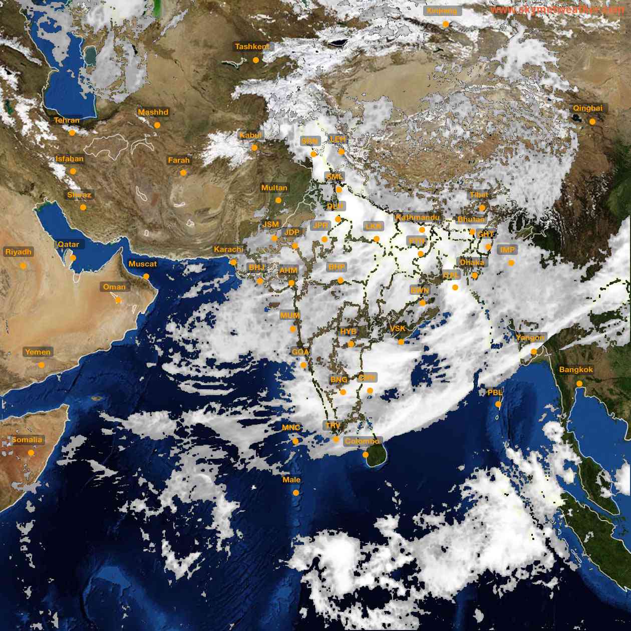Latest INSAT Weather Satellite Image of India - Infrared Map - 11:00 IST on 20 July 2026