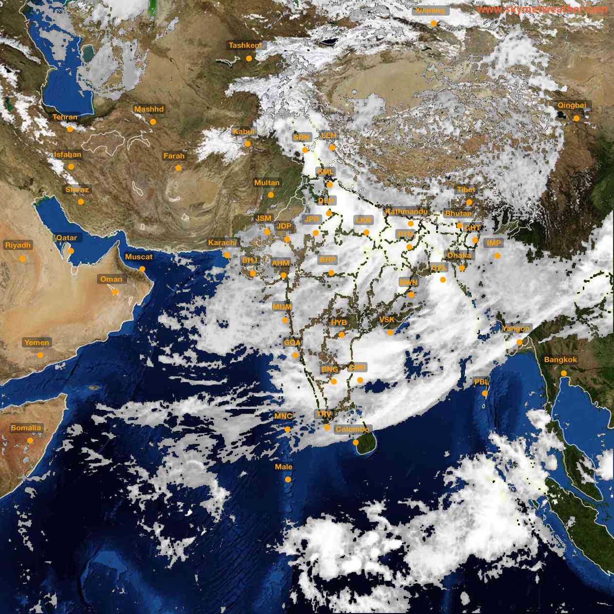 Latest INSAT Weather Satellite Image of India - Infrared Map - 12:00 IST on 20 July 2026