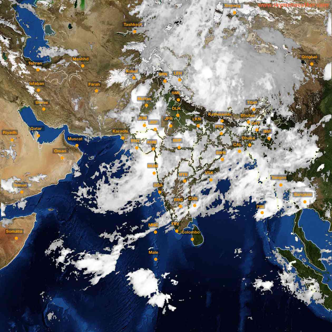 Latest INSAT Weather Satellite Image of India - Infrared Map - 01:00 IST on 23 July 2026
