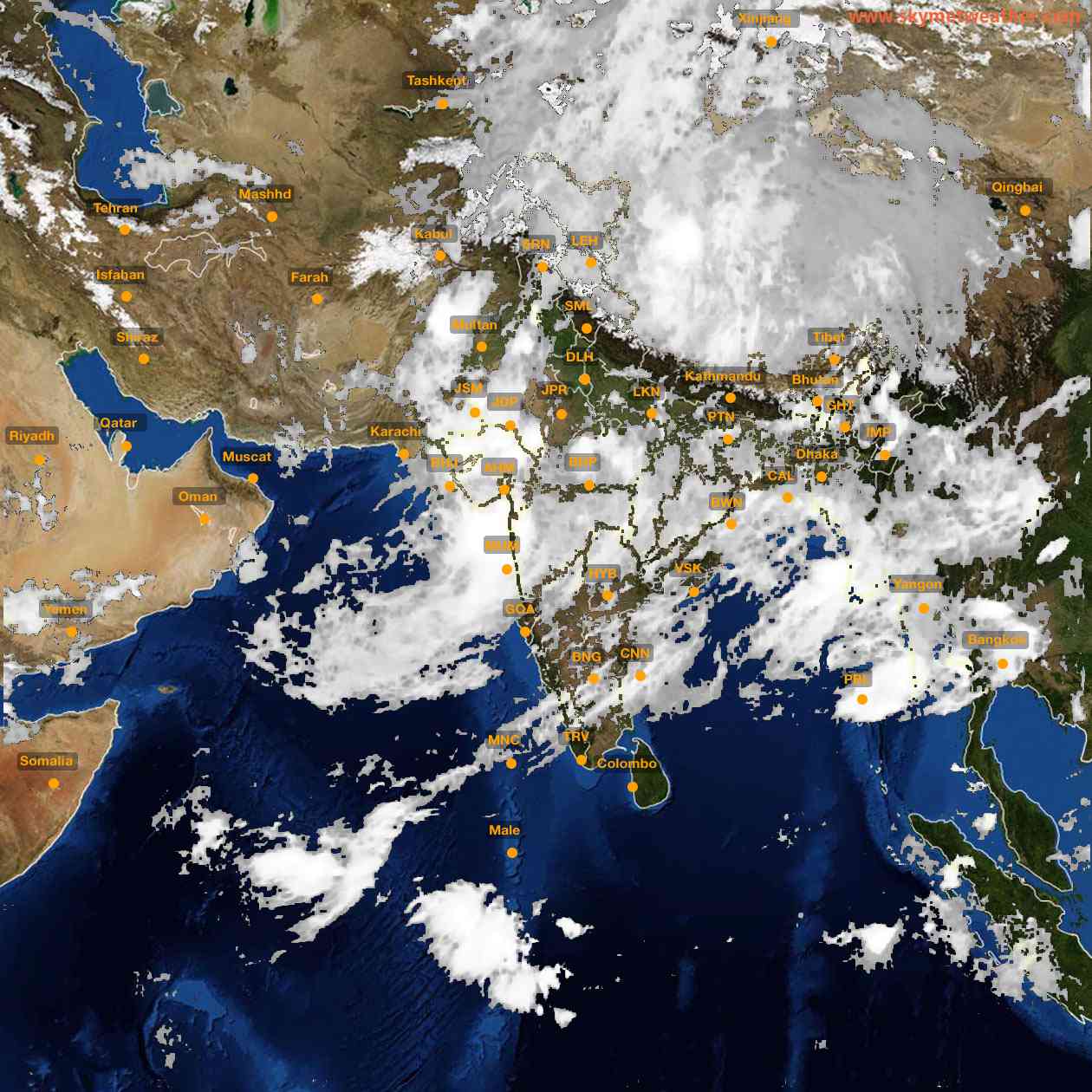 Latest INSAT Weather Satellite Image of India - Infrared Map - 02:00 IST on 23 July 2026