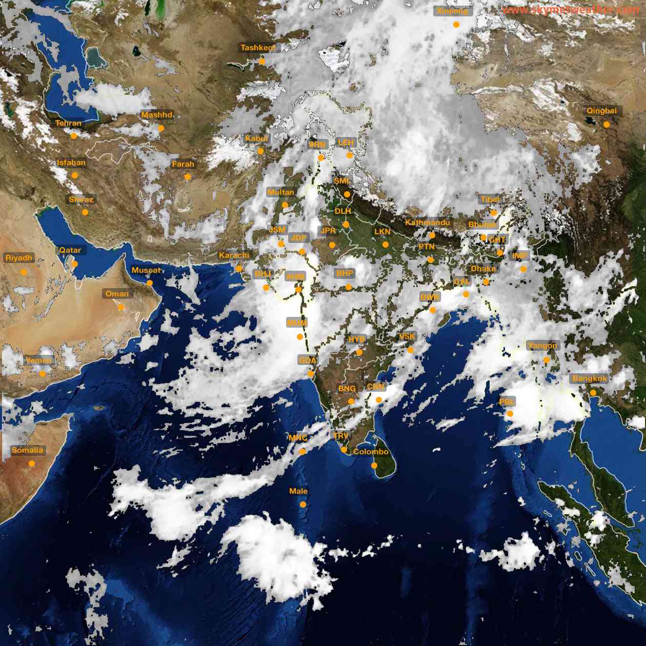 Latest INSAT Weather Satellite Image of India - Infrared Map - 07:00 IST on 23 July 2026