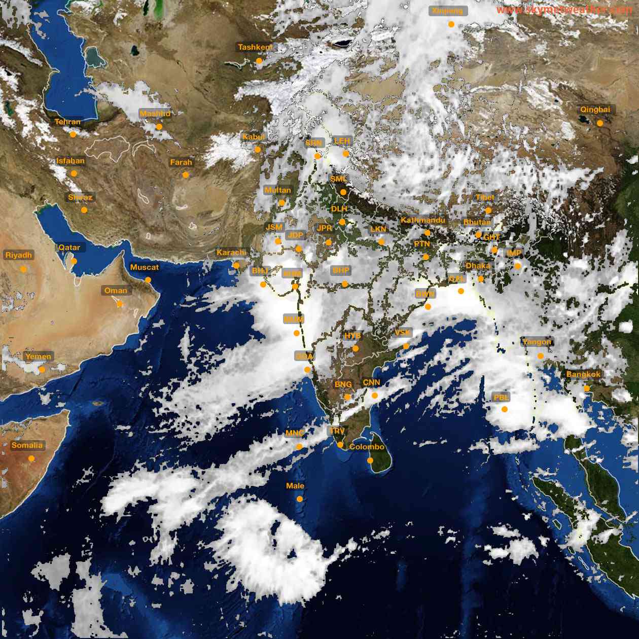 Latest INSAT Weather Satellite Image of India - Infrared Map - 12:00 IST on 23 July 2026