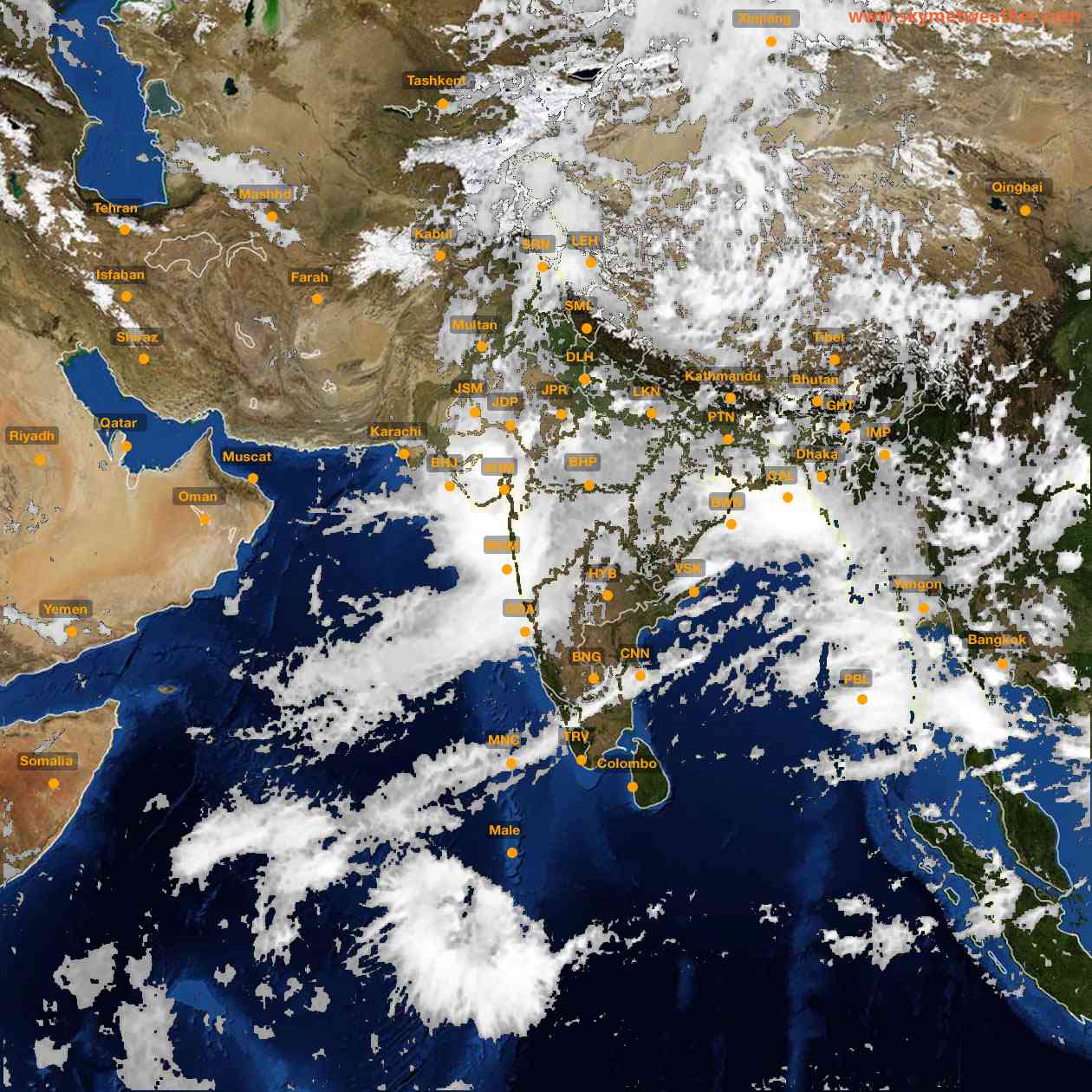 Latest INSAT Weather Satellite Image of India - Infrared Map - 13:00 IST on 23 July 2026