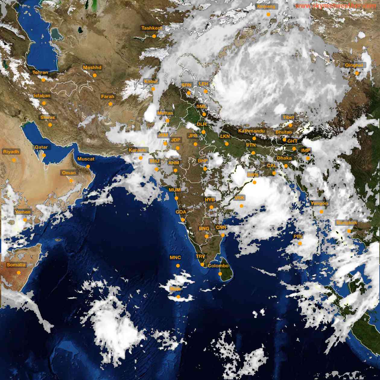 Latest INSAT Weather Satellite Image of India - Infrared Map - 01:00 IST on 26 July 2026