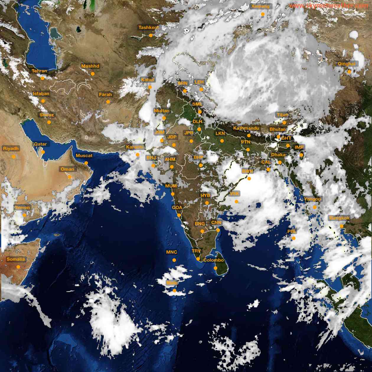 Latest INSAT Weather Satellite Image of India - Infrared Map - 02:00 IST on 26 July 2026