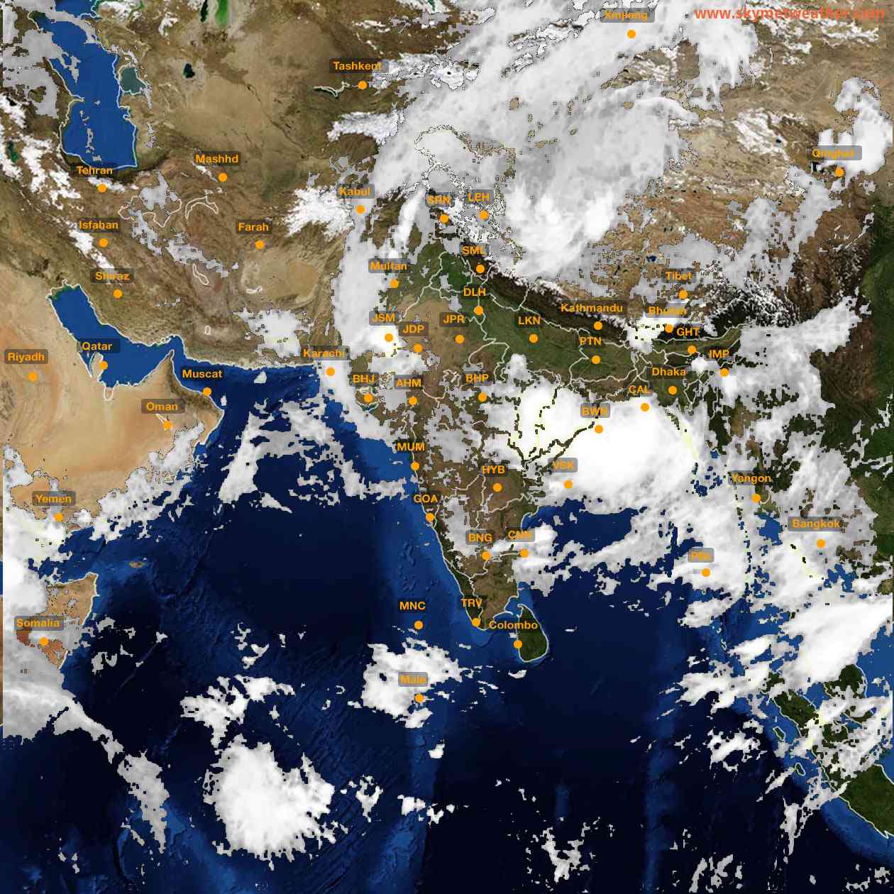 Latest INSAT Weather Satellite Image of India - Infrared Map - 08:00 IST on 26 July 2026