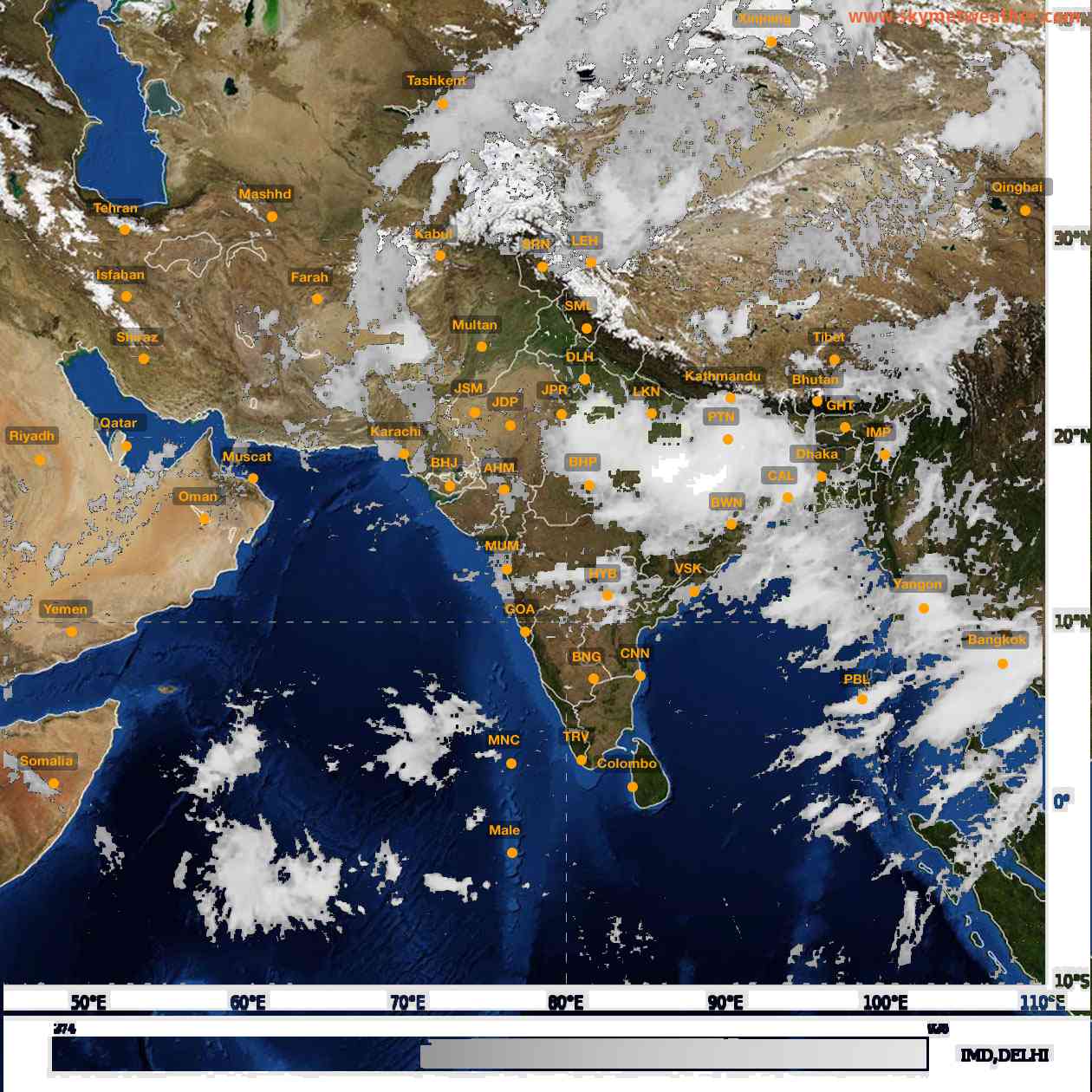 Latest INSAT Weather Satellite Image of India - Infrared Map - 10:00 IST on 26 July 2026