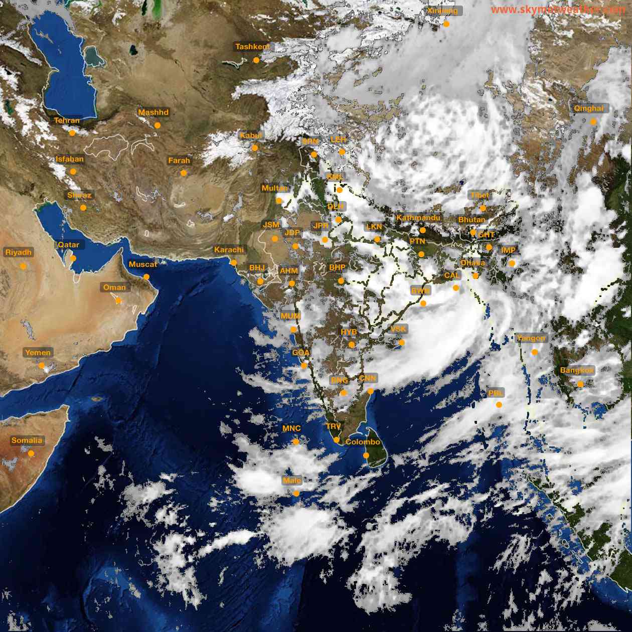 Latest INSAT Weather Satellite Image of India - Infrared Map - 16:00 IST on 27 July 2026