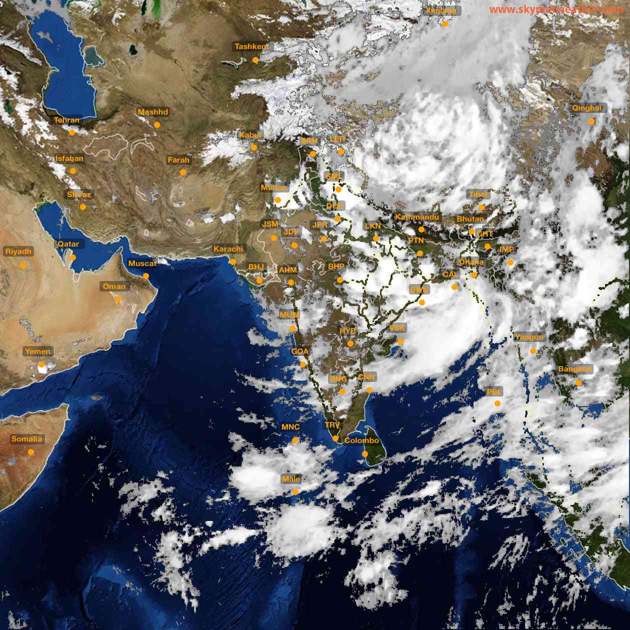 Latest INSAT Weather Satellite Image of India - Infrared Map - 17:00 IST on 27 July 2026