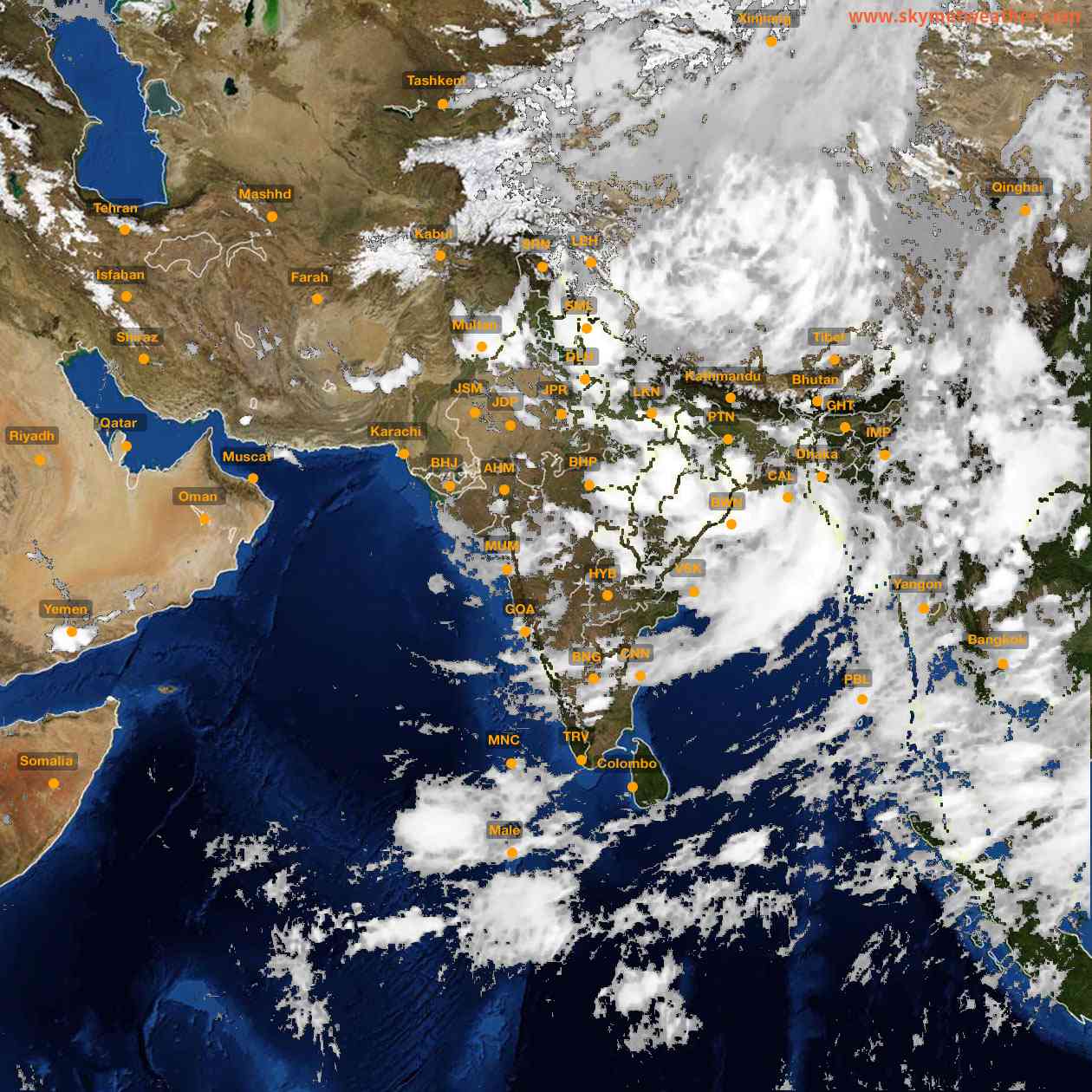 Latest INSAT Weather Satellite Image of India - Infrared Map - 18:00 IST on 27 July 2026