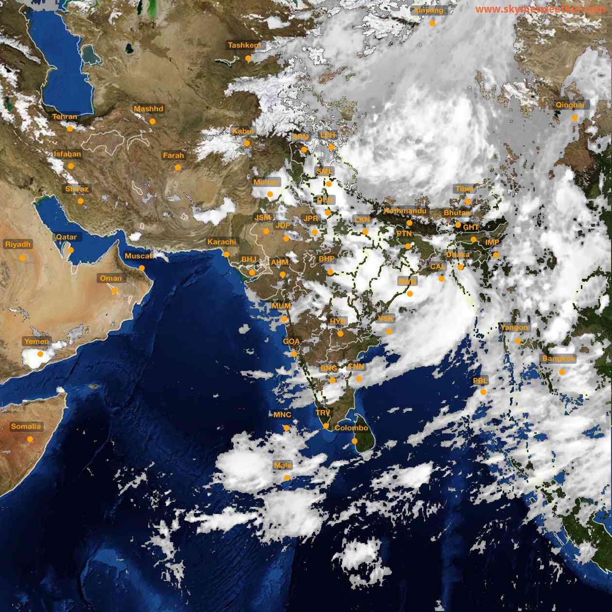 Latest INSAT Weather Satellite Image of India - Infrared Map - 19:00 IST on 27 July 2026