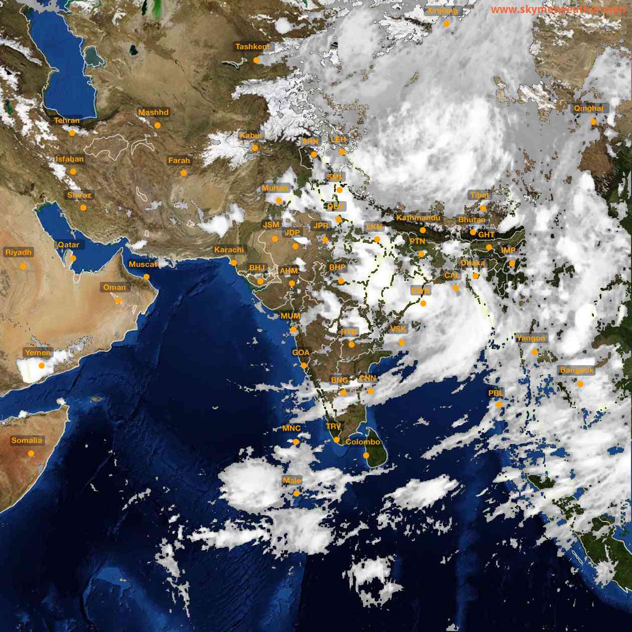 Latest INSAT Weather Satellite Image of India - Infrared Map - 20:00 IST on 27 July 2026