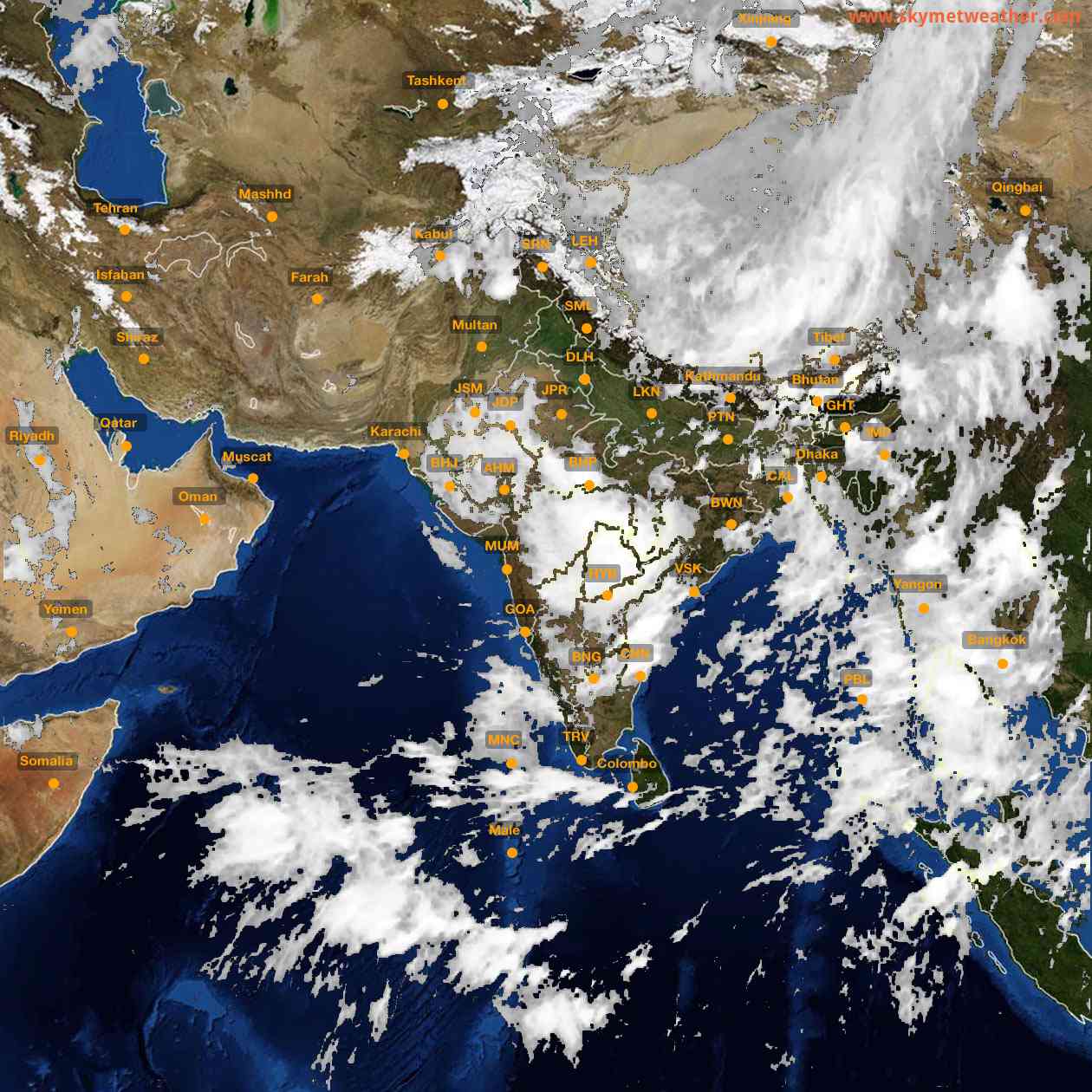 Latest INSAT Weather Satellite Image of India - Infrared Map - 01:00 IST on 30 July 2026
