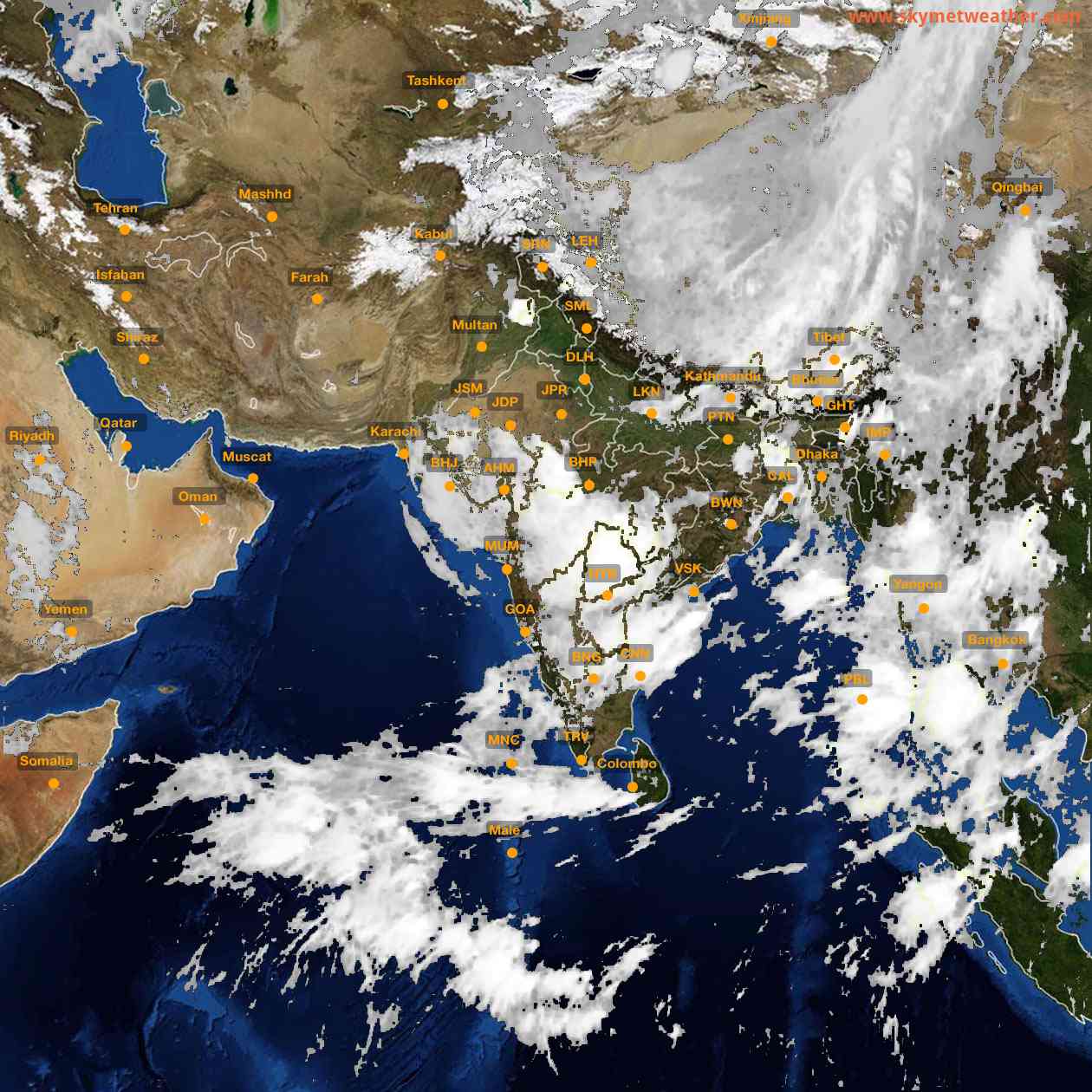 Latest INSAT Weather Satellite Image of India - Infrared Map - 05:00 IST on 30 July 2026