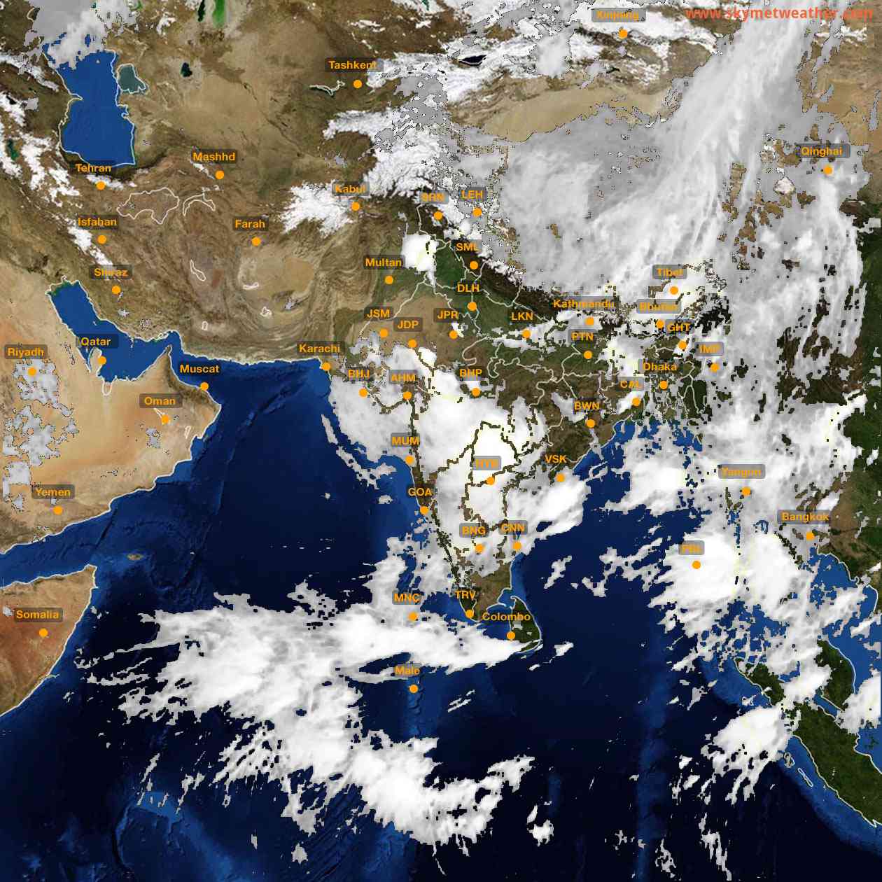 Latest INSAT Weather Satellite Image of India - Infrared Map - 07:00 IST on 30 July 2026