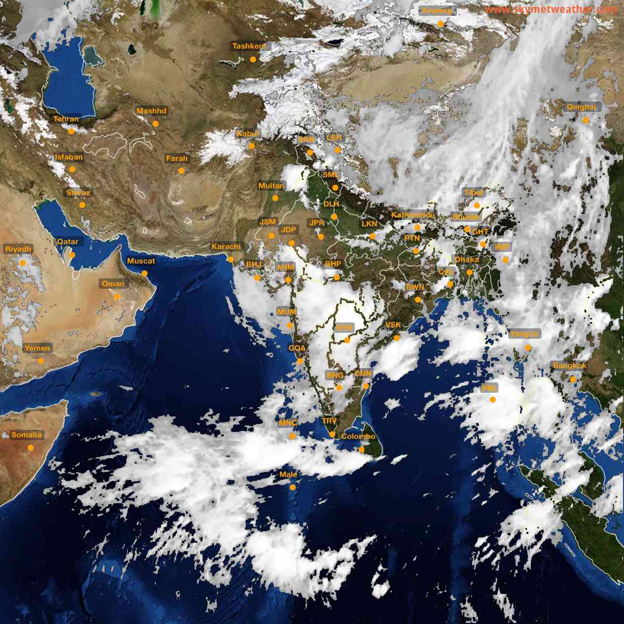 Latest INSAT Weather Satellite Image of India - Infrared Map - 08:00 IST on 30 July 2026