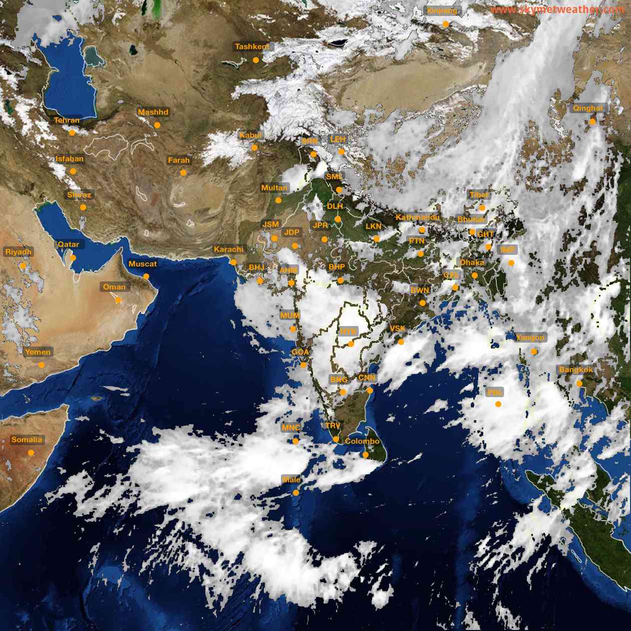 Latest INSAT Weather Satellite Image of India - Infrared Map - 10:00 IST on 30 July 2026