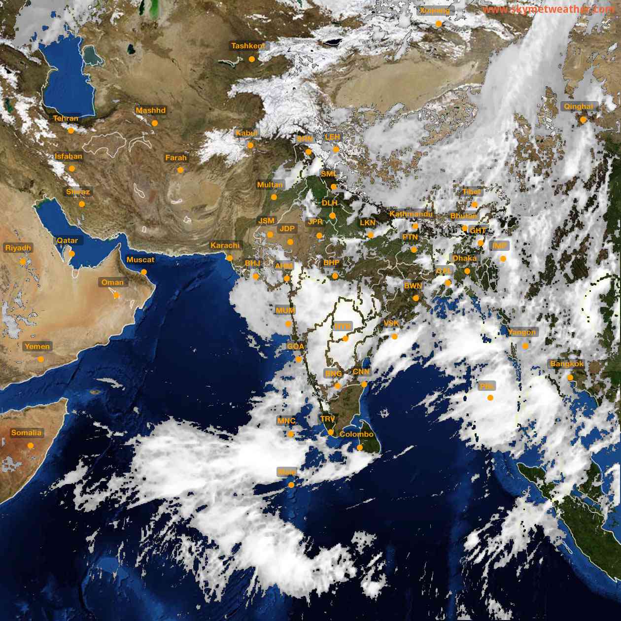 Latest INSAT Weather Satellite Image of India - Infrared Map - 11:00 IST on 30 July 2026